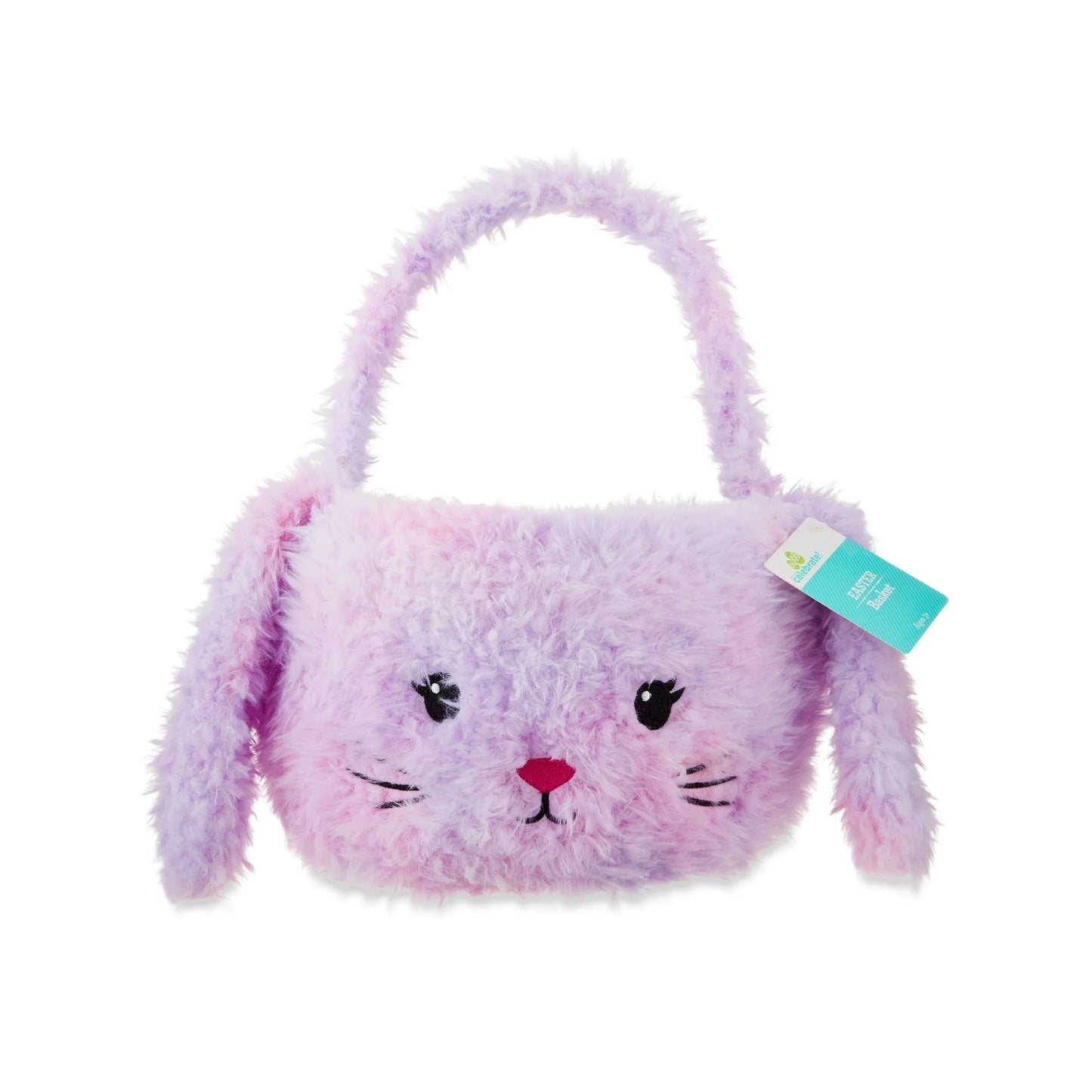 Easter Purple Plush Bunny Basket, 12 in x 12 in