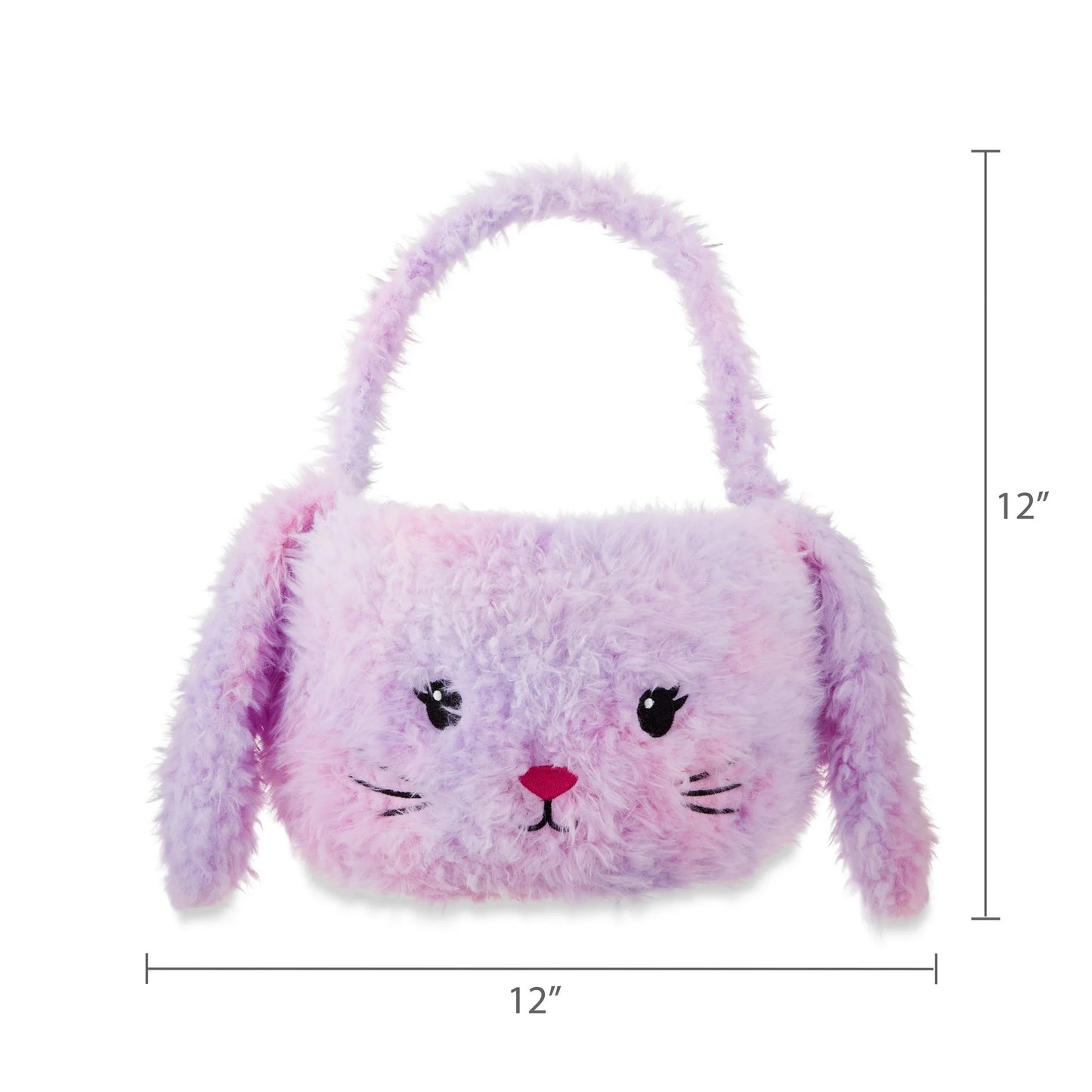 Easter Purple Plush Bunny Basket, 12 in x 12 in