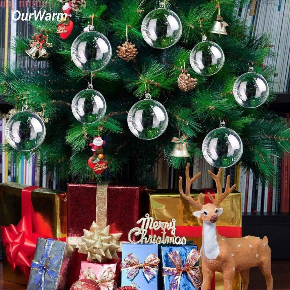DIY Clear Plastic Fillable Ornaments 8cm - 10 Pack