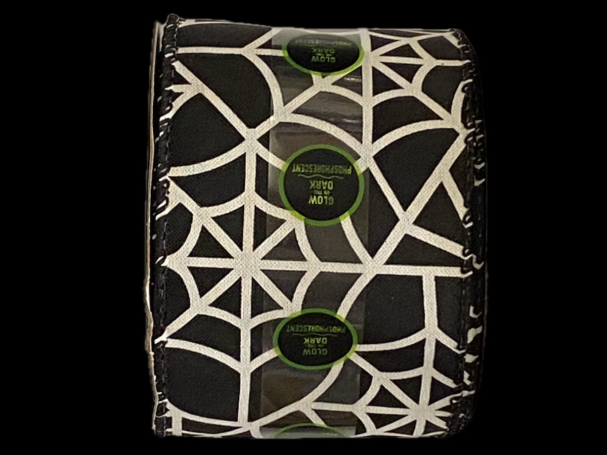 Glow-in-the-Dark Ghosts Ribbon 1.5" x 18ft Wired