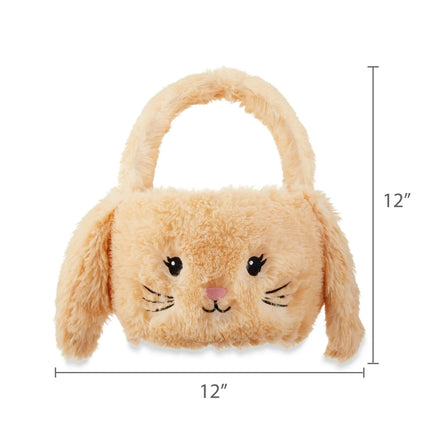 Easter Brown Plush Bunny Basket, 12 in x 12 in, by Way To Celebrate