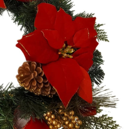 Premium Floral Christmas Poinsettia and Gold Accent Wreath by Ashland Decor