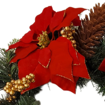 Premium Floral Christmas Poinsettia and Gold Accent Wreath by Ashland Decor