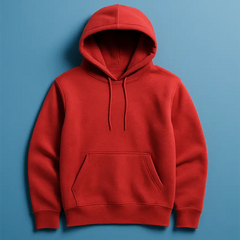 Clothing discounts at Seasons by 100 Discount Deals represented with a red hoody on a blue background.