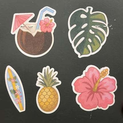 Tropical Summer Wooden Craft Shapes – Beach Theme DIY Décor (5 Pieces)
