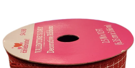 Valentine's Day Red with White Squares Decorative Ribbon 2.5in x 12ft