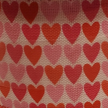 Valentine's Day White with Pink and Red Hearts Ribbon 2.5in x 12ft