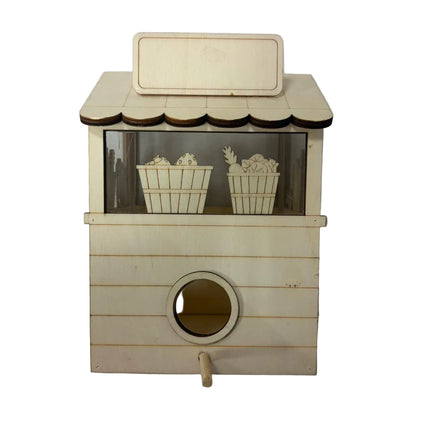 DIY Wooden Market Stand Birdhouse Kit – 7" x 5" Paintable Craft Décor