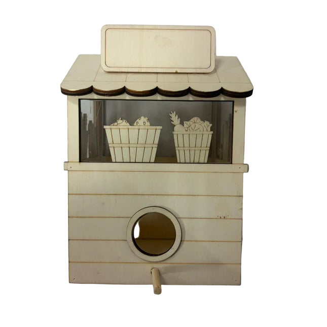 DIY Wooden Market Stand Birdhouse Kit – 7" x 5" Paintable Craft Décor