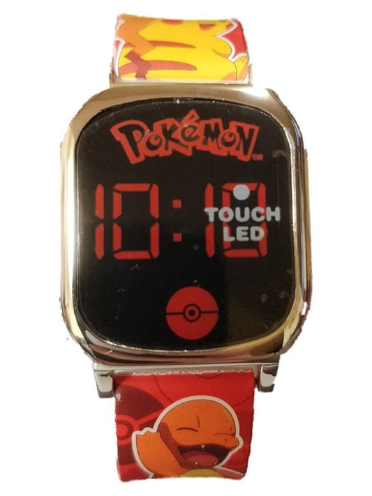 Pokémon Unisex Childrens LED Touch Screen Watch Metallic Silver Bezel Silicone Strap (POK4255WM)