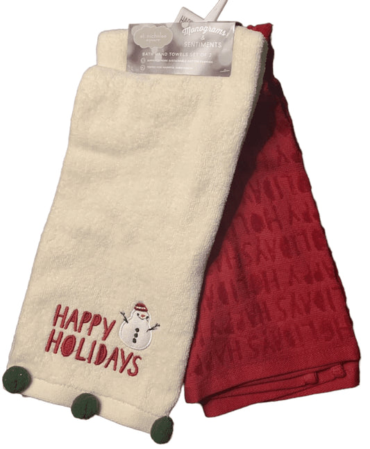 St. Nicholas Square Holiday Snowman Hand Towel, Set of 2