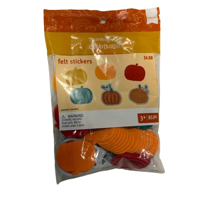 Thanksgiving Pumpkin Felt Stickers Craft Pack – 85 Pieces