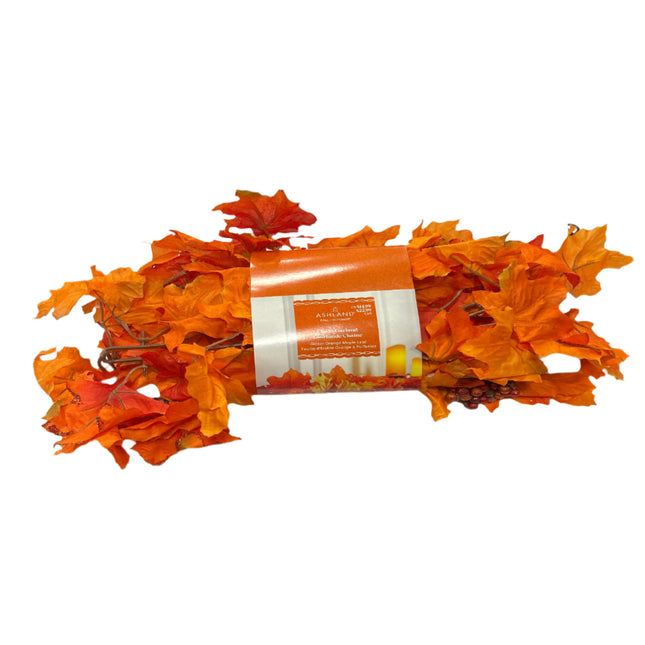 Ashland Fall Glitter Orange Maple Leaf Chain Garland 6ft
