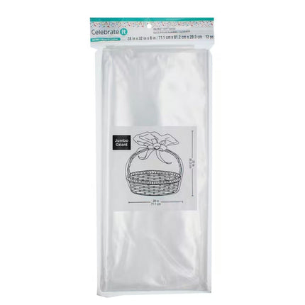 Jumbo Clear Gift Basket Bag 28"x32"x8" - Free Shipping