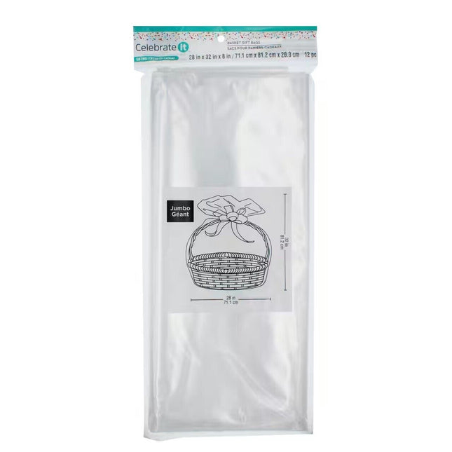 Jumbo Clear Gift Basket Bag 28"x32"x8" - Free Shipping