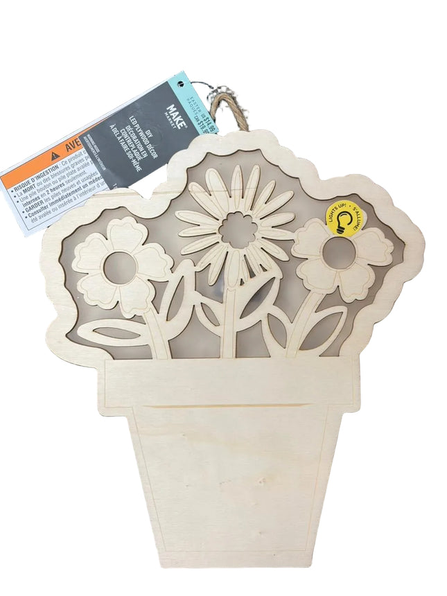 Make Market DIY LED Plywood Décor – Flower Pot (Wall‑Hangable)