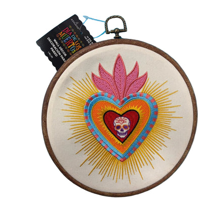 Day of the Dead Heart Wall Décor – Embroidered Hanging Accent (8.5")