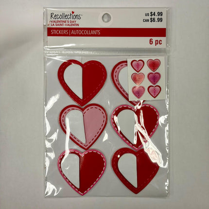 Valentine’s Day Heart Stickers Set - 6 Pcs