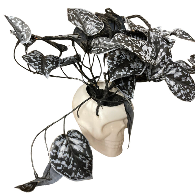 Ashland Halloween Hanging White Skull Pot With Flowers 8x5in