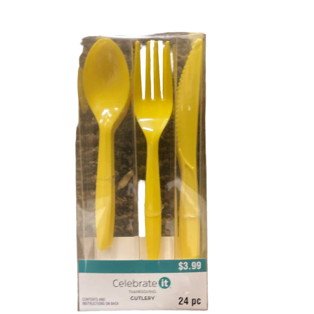 Celebrate it Thanksgiving Yellow Cutlery 24pcs