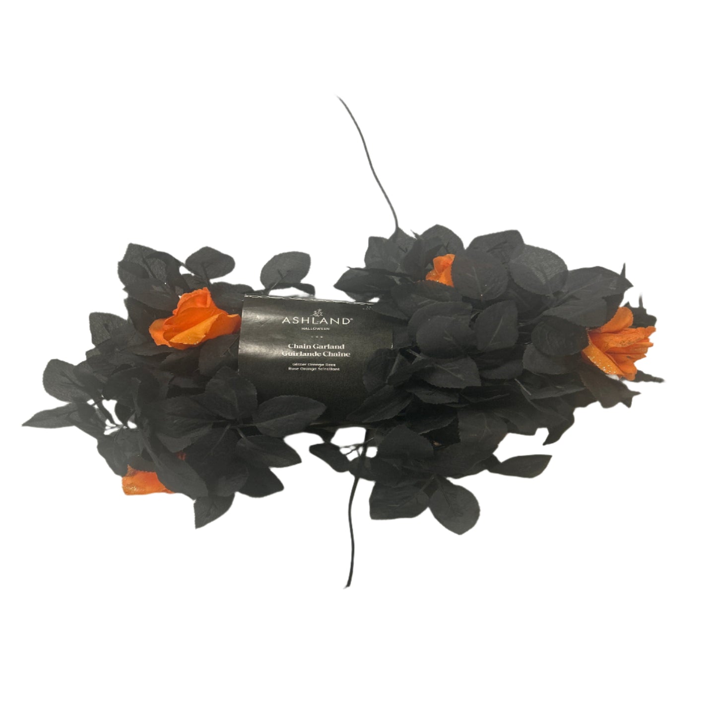 Ashland Halloween Glitter Orange Rose Black Chain Garland 6ft