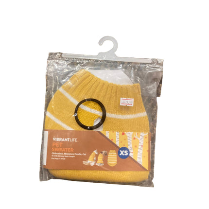 Vibrant Life Yellow and White Pet Sweater 10.5in 5-10LB XS