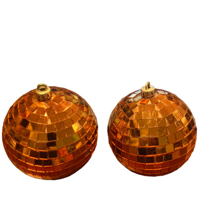 Ashland Christmas Orange Disco Ball Glass Ornament 4in 2PC