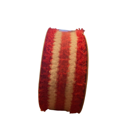 Celebrate it Christmas Red and White Cloth Wired Ribbon 1.5inx25ft