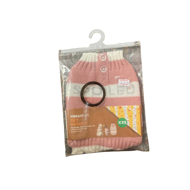 Vibrant Life Pink Spoiled Pet Sweater 8in Length,3-7Lb Weight XXS