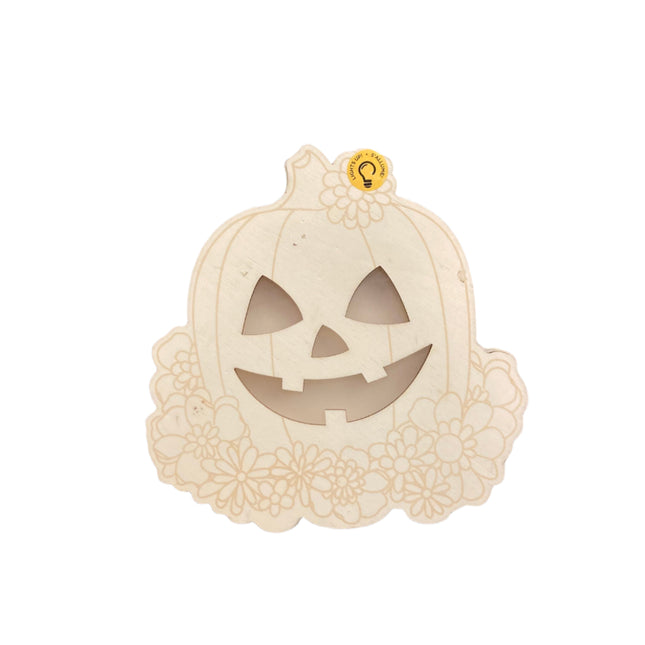 Make Market Halloween Pumpkin and Flowers Light Up Decoration 8x9in