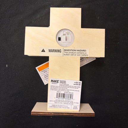 Make Market DIY LED Wooden Décor – “He Lives” Cross (8" Height × 6" Width)