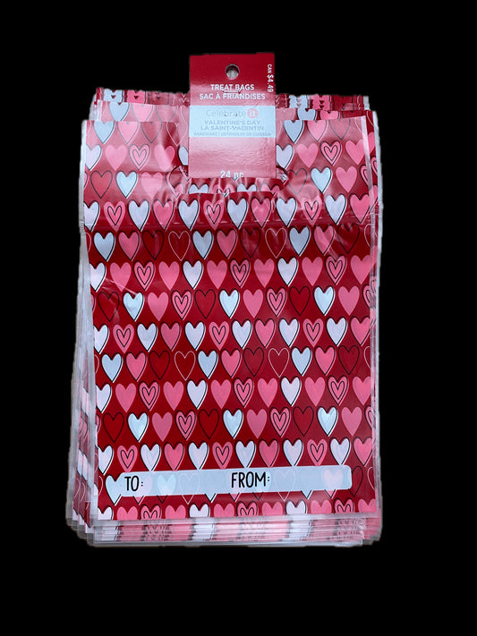 Celebrate it Valentines Day Treat Bags Resealable Red with hearts