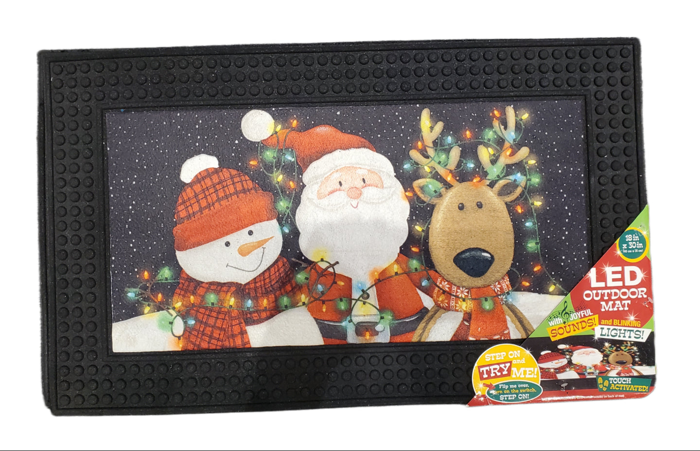 LED, MUSICAL, HEAVY DUTY OUTDOOR, RUBBER MAT 18 X 30 in CHRISTMAS CHILL BUDDIES