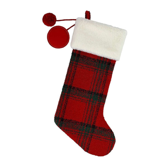 St.Nicholas Square Red Square Plaid Christmas Stocking Monogram "Blank 21 In NWT