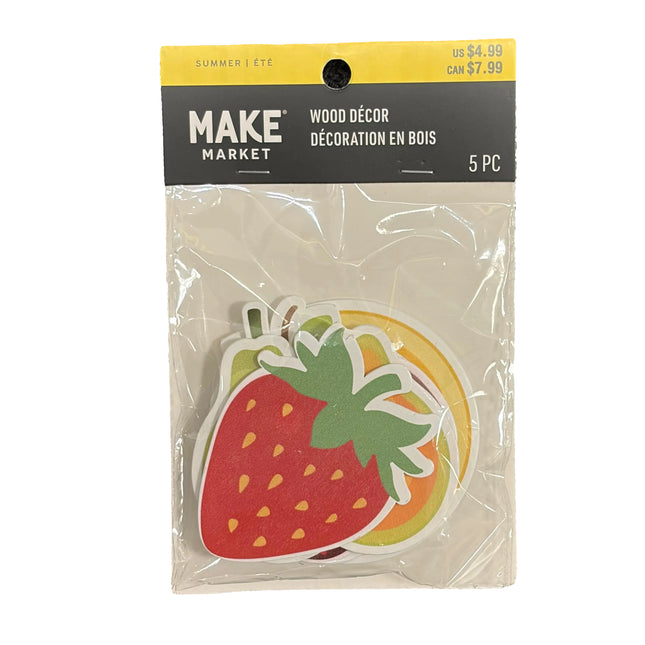 Summer Fruit Wooden Craft Shapes – DIY Wood Décor Set (5 Pieces)