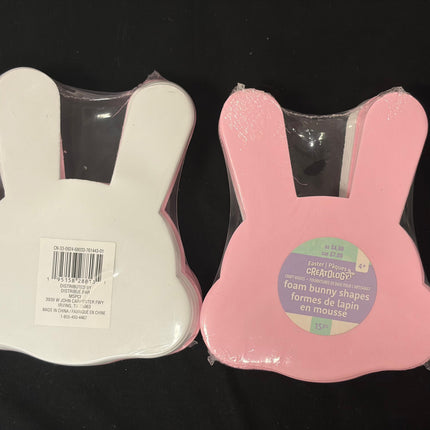 Creatology Foam Bunny Shapes – 15 pc (8 Pink, 7 White)