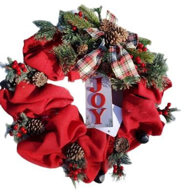 24" Ashland Floral Wreath with Pinecones & Glitter