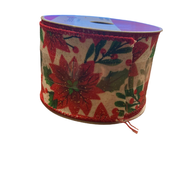 Celebrate it Christmas Flower Wired Ribbon 2.5inx20ft