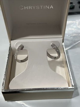 Chrystina Silver-Plated Crystal Hoop Earrings