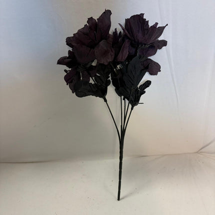 Black Gothic Peony Bush Floral Pick 13 in