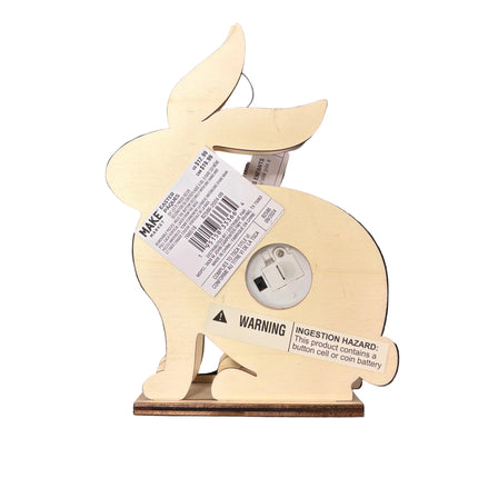 Make Market DIY LED Wooden Décor – Bunny with Floral Cutouts (8" Height × 6" Width)