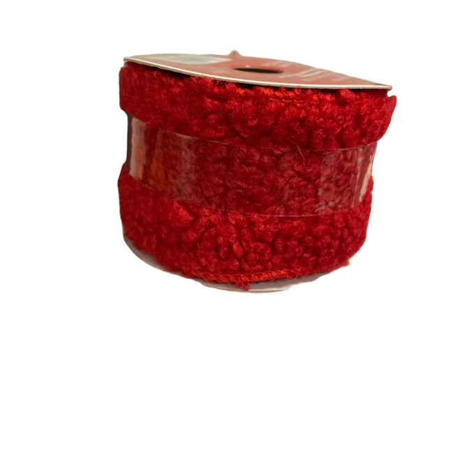 Celebrate it Christmas Red Wool Wired Ribbon 2.5inx9ft