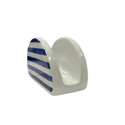 Ashland Blue and White Stripe Italian Kitchen Ceramic Napkin Holder 3.5”x5”x2.5”