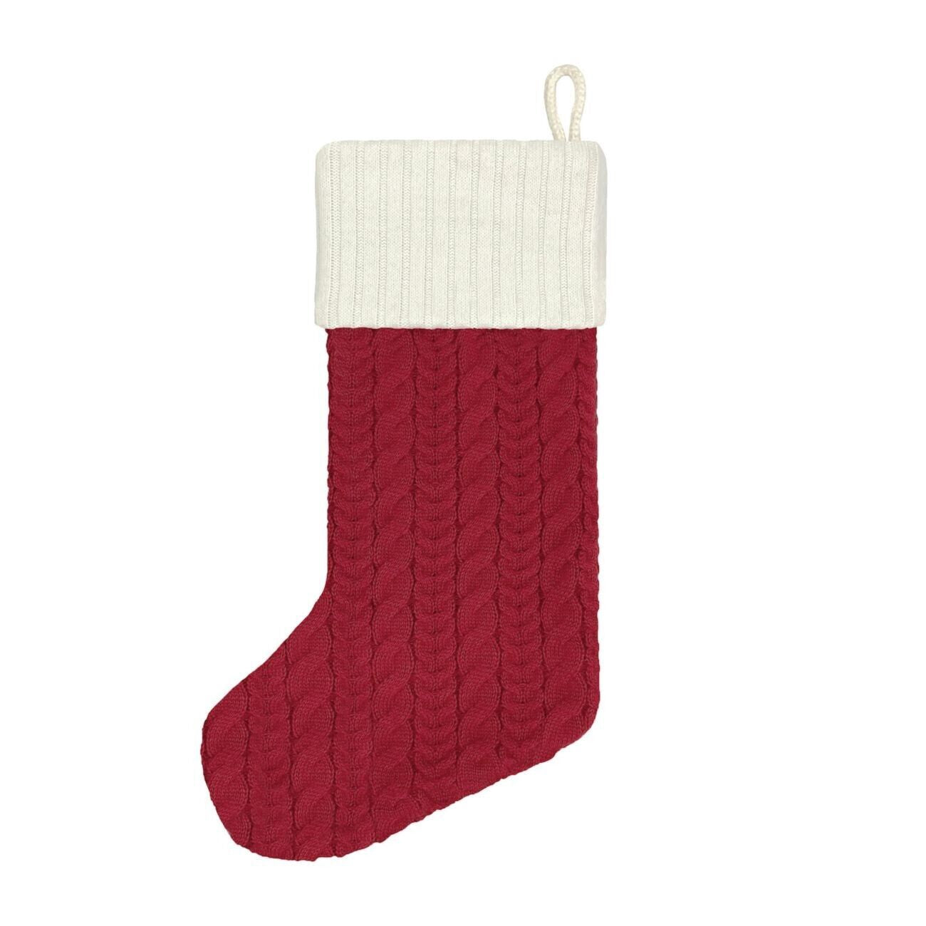 St. Nicholas Square Monogram Red Cable Knit Christmas Initial Stocking "W" NWT