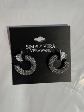 Simply Vera Wang Hoop Earrings – Jet Pebble Texture