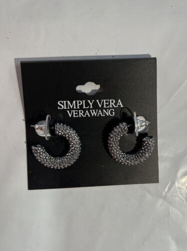 Simply Vera Wang Hoop Earrings – Jet Pebble Texture
