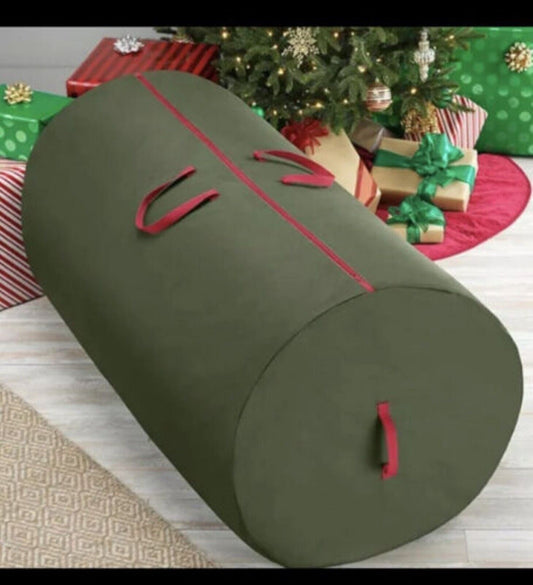 Extra Large Heavy Duty Bag Christmas Tree Storage Red Accents on Green