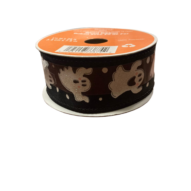 Celebrate It Halloween Spooky Ghost Wired Ribbon 1.5inx25ft