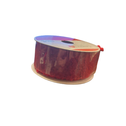 Celebrate it Christmas Red Wool Wired Ribbon 1.5inx9ft