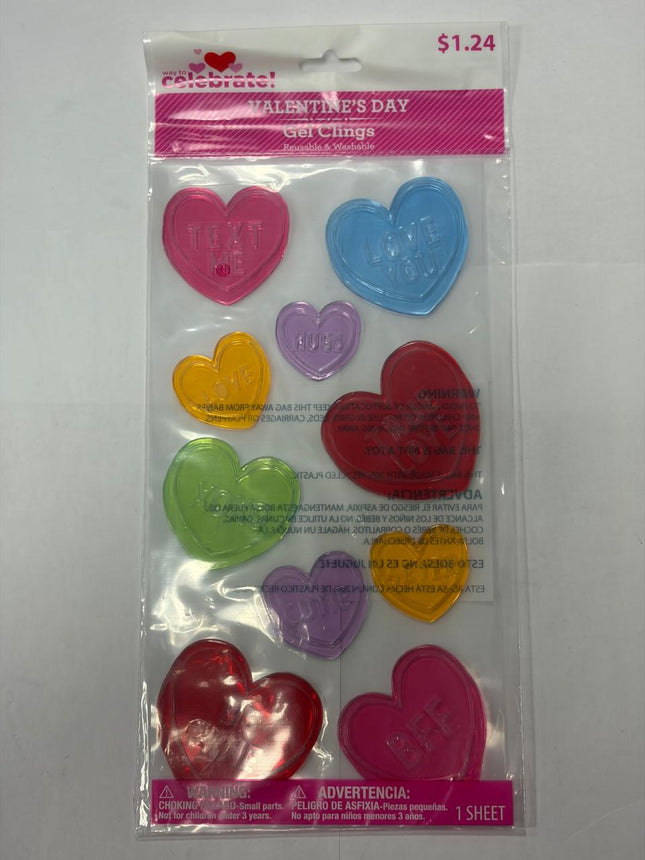 Valentine’s Day Heart Gel Clings by Way to Celebrate